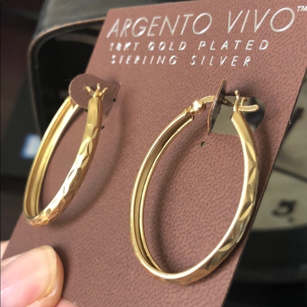 New diamond cut gold hoops ja3-2 - Picture 4 of 5